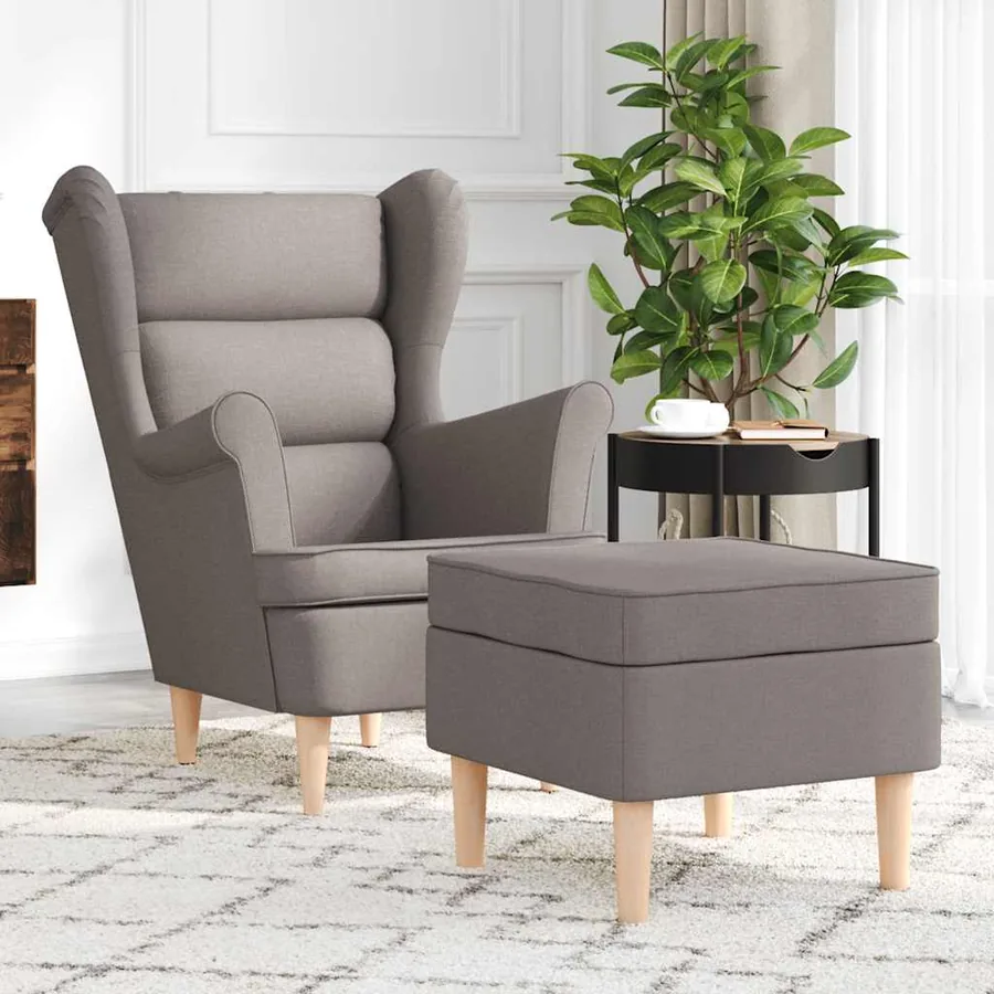 Fauteuil avec repose-pied Taupe Tissu