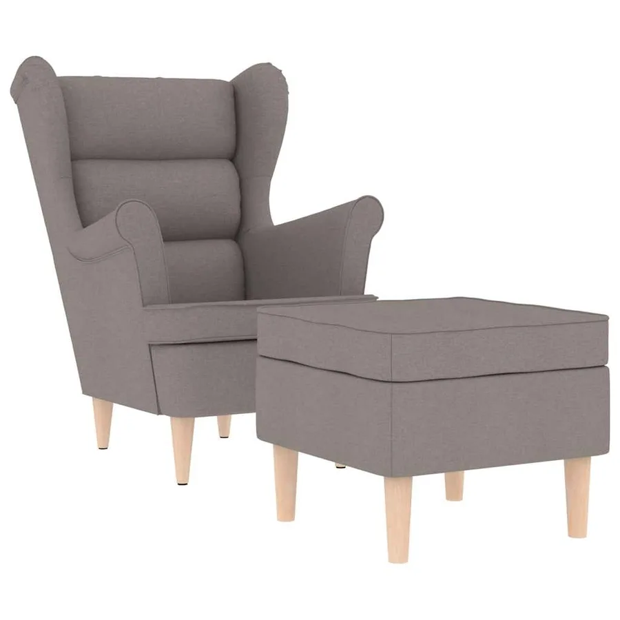 Fauteuil avec repose-pied Taupe Tissu - 2