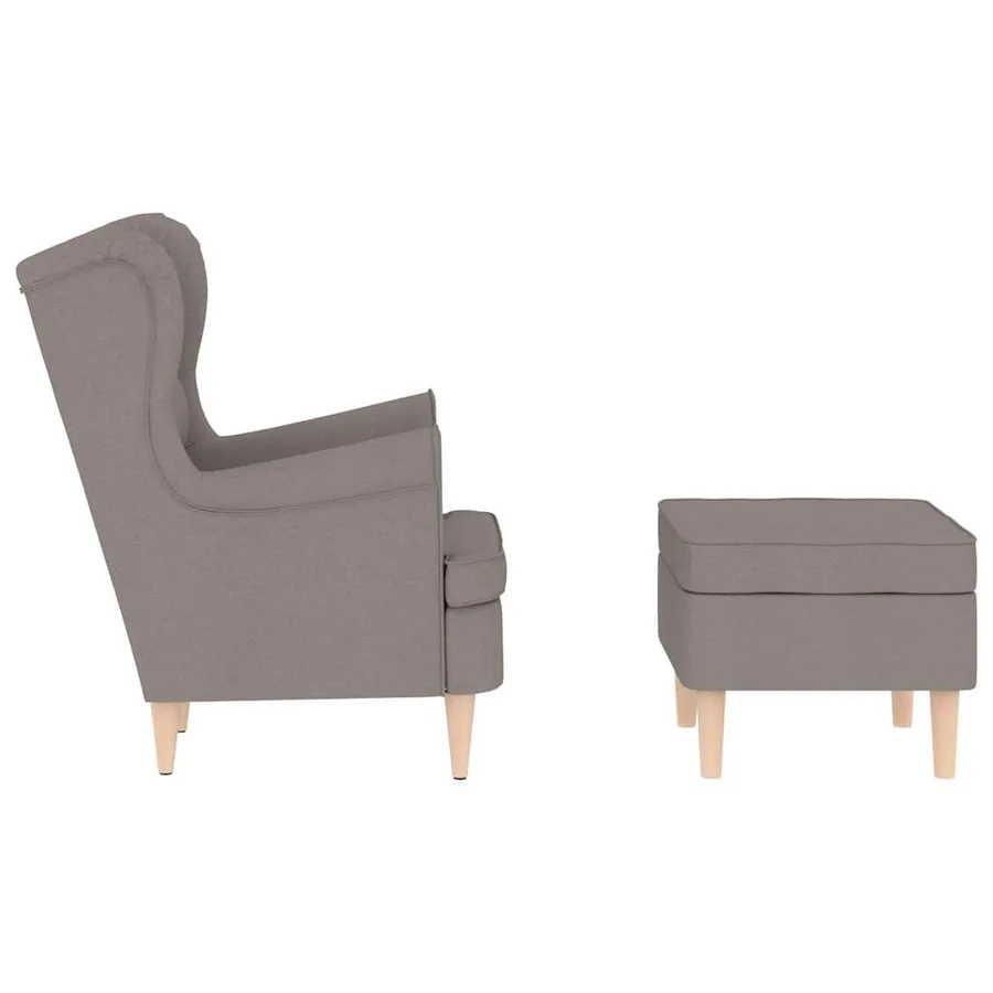 Fauteuil avec repose-pied Taupe Tissu - 5