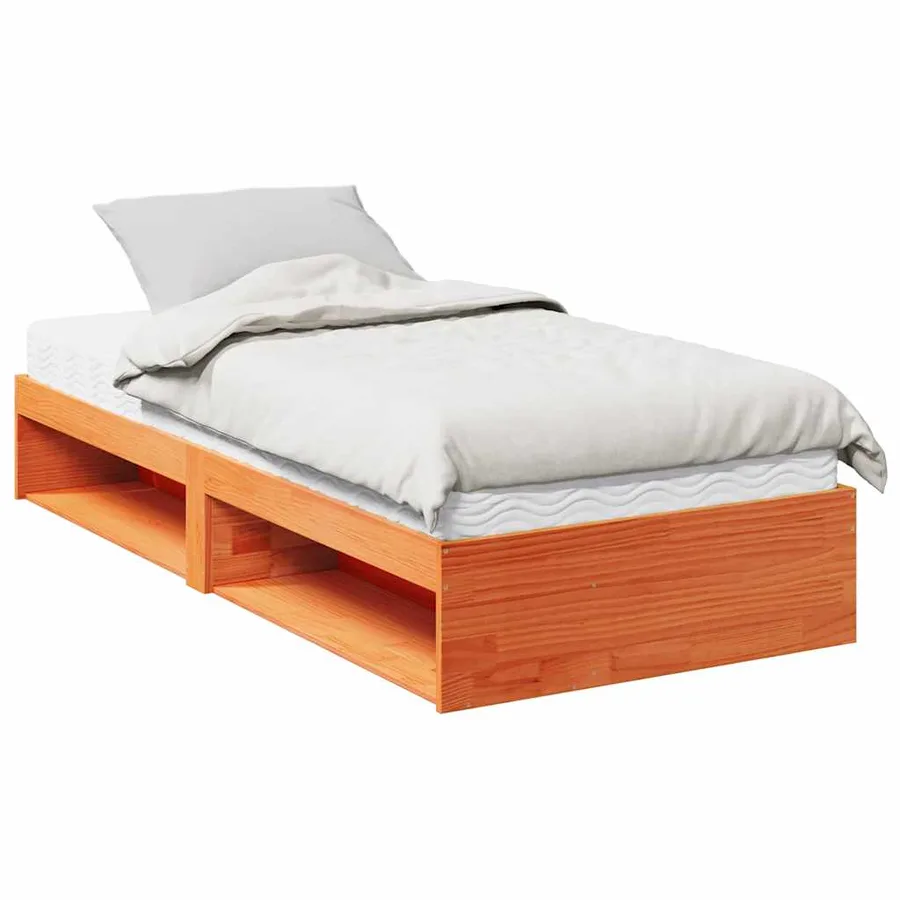 Lit de jour avec matelas cire marron 100x200 cm bois pin massif - 2