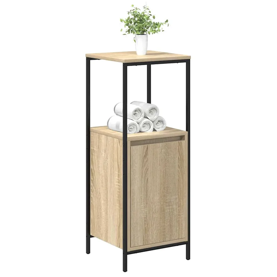 Meuble de salle de bain avec étagères chêne sonoma 36x35x95 cm - 4