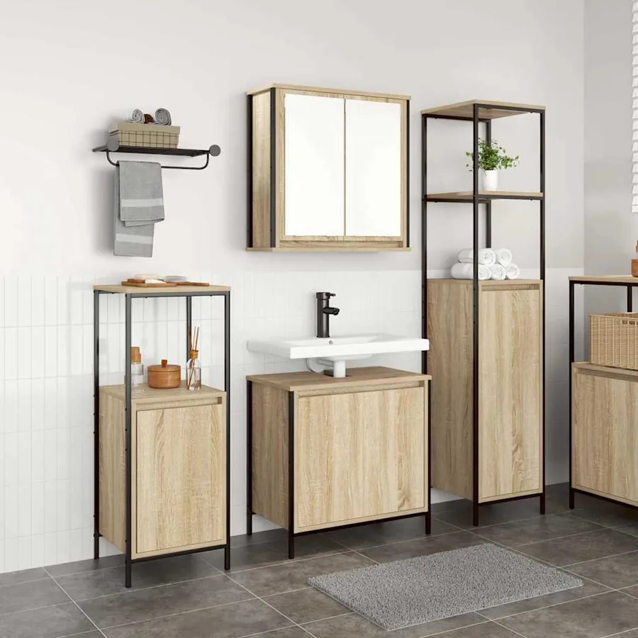 Ensemble de mobilier de salle de bain 3 pcs Bois d'ingénierie