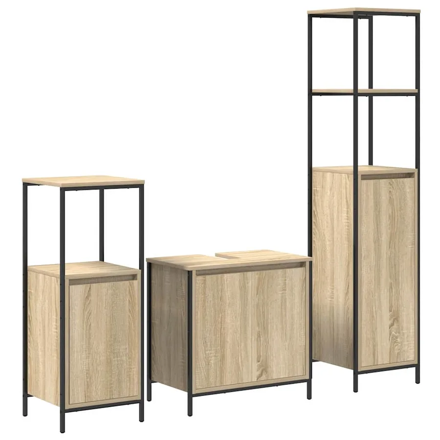 Ensemble de mobilier de salle de bain 3 pcs Bois d'ingénierie - 2