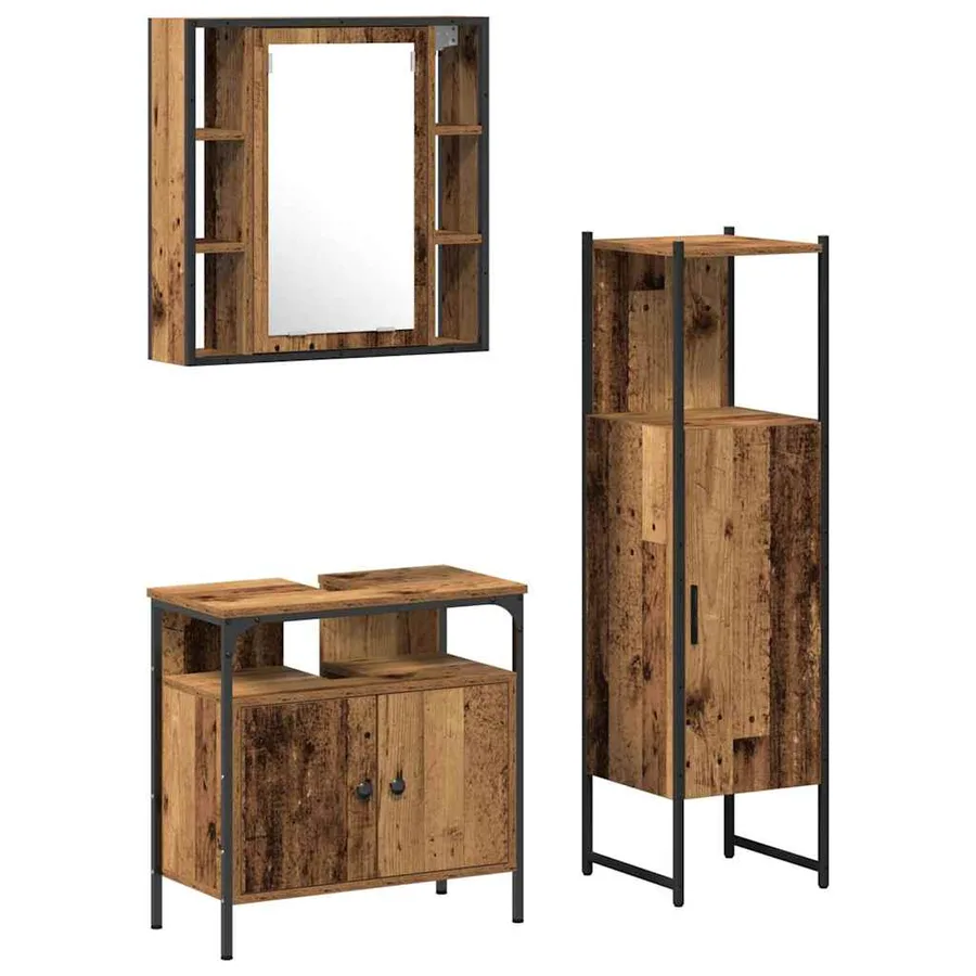Ensemble de mobilier de salle de bain avec étagère 3 pcs Marron - 2