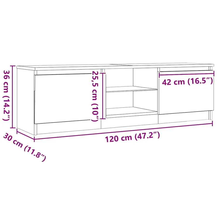 Meuble TV avec éclairage LED en chêne noir 120 x 30 x 36 cm bois d'ingénierie - 16