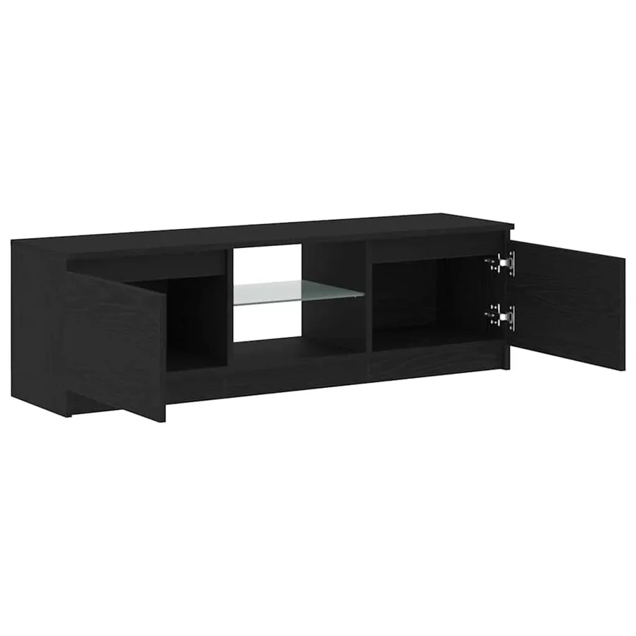 Meuble TV avec éclairage LED en chêne noir 120 x 30 x 36 cm bois d'ingénierie - 6