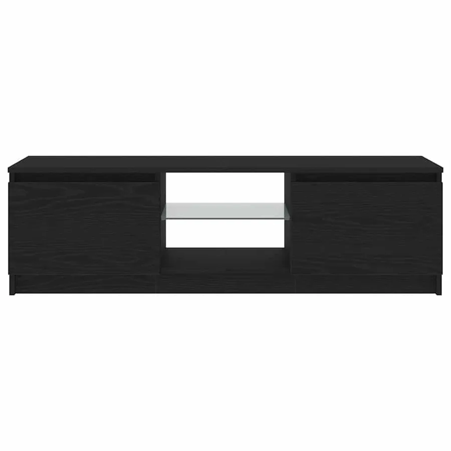 Meuble TV avec éclairage LED en chêne noir 120 x 30 x 36 cm bois d'ingénierie - 7