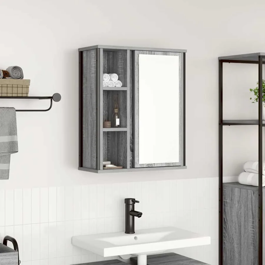 Armoire murale de salle de bain miroir sonoma gris 50x21x60 cm