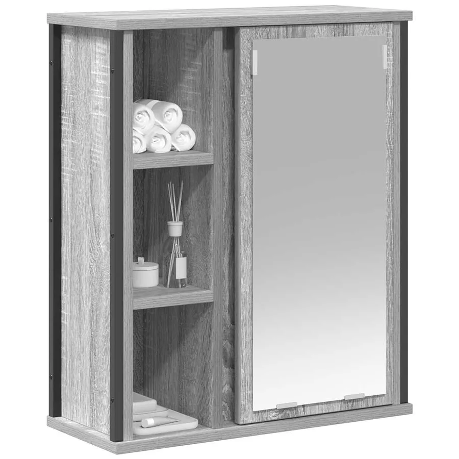 Armoire murale de salle de bain miroir sonoma gris 50x21x60 cm - 4