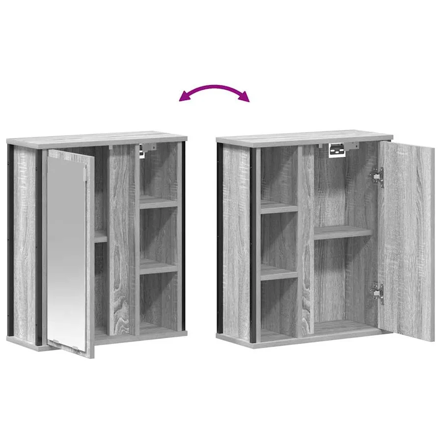 Armoire murale de salle de bain miroir sonoma gris 50x21x60 cm - 9