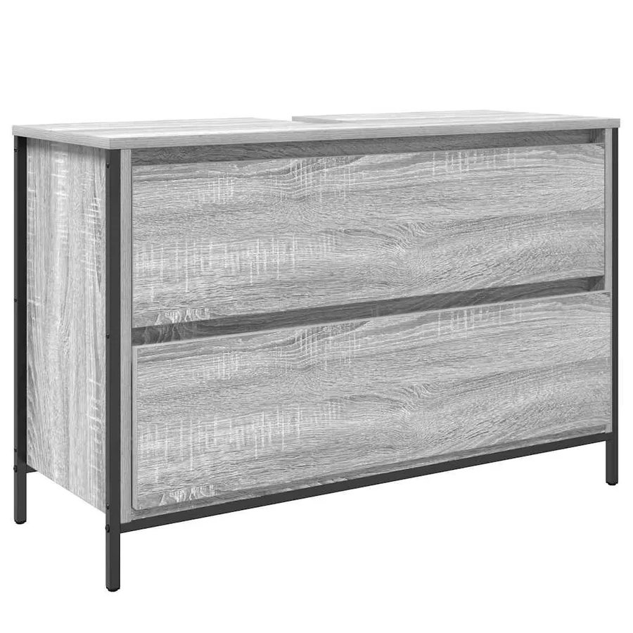 Meuble de salle de bain lavabo tiroirs sonoma gris 90x34,5x60cm - 2