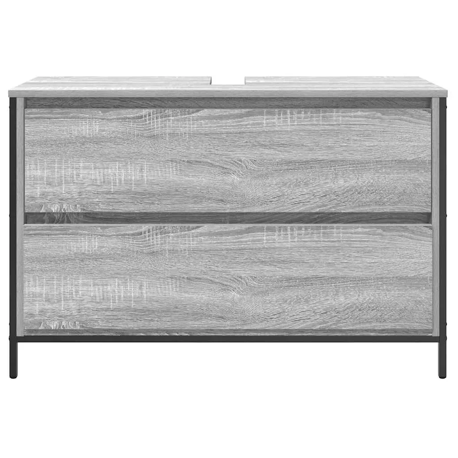 Meuble de salle de bain lavabo tiroirs sonoma gris 90x34,5x60cm - 6