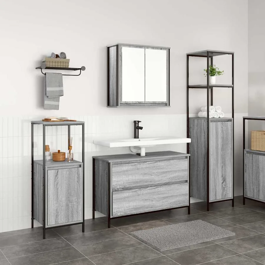 Ensemble de mobilier de salle de bain 3 pcs Gris Sonoma