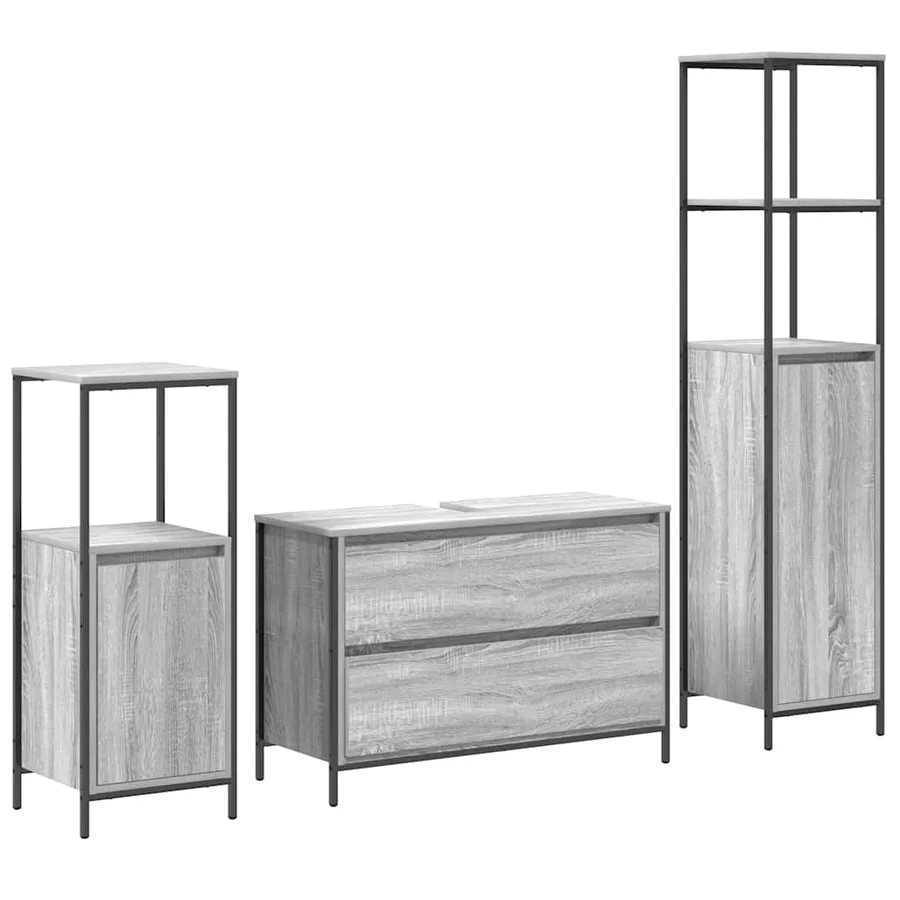 Ensemble de mobilier de salle de bain 3 pcs Gris Sonoma - 2