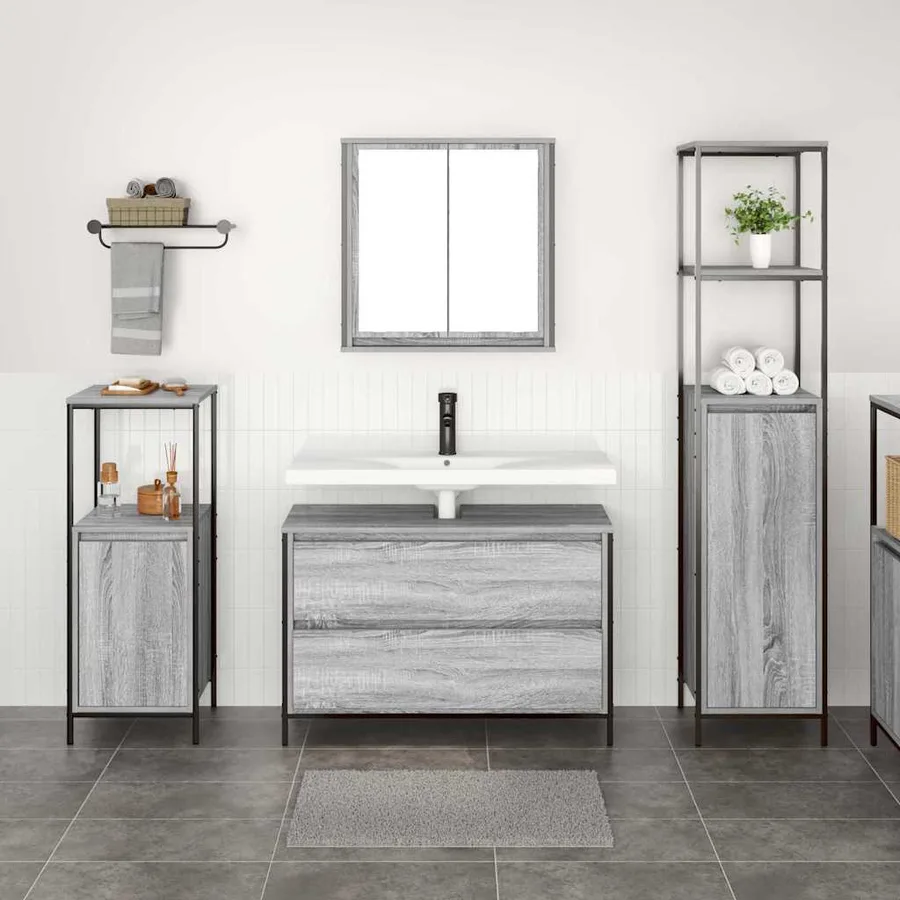 Ensemble de mobilier de salle de bain 3 pcs Gris Sonoma - 4