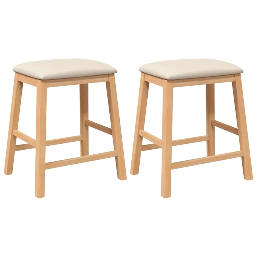 chaises de bar avec coussins 2 pcs bois massif d'hévéa - 2