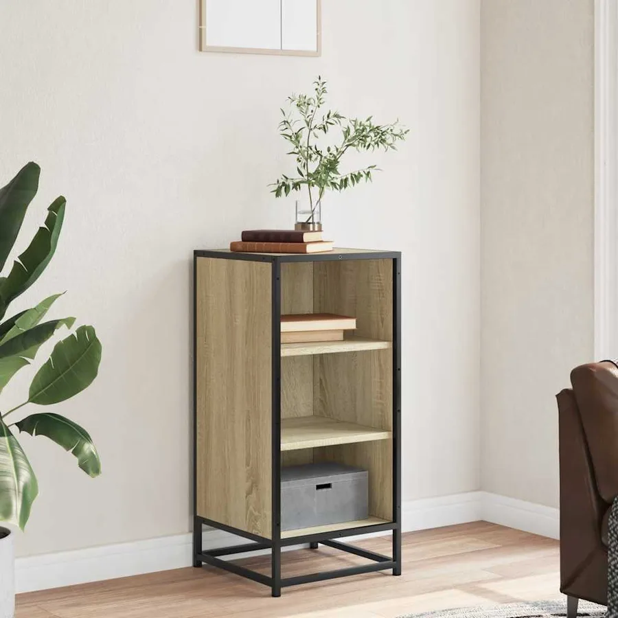 Buffet chêne sonoma 35,5x35x76 cm bois d'ingénierie et métal - 3