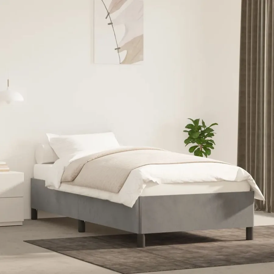 Cadre de lit sans matelas gris clair 80x200 cm velours