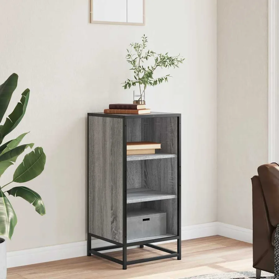 Buffet sonoma gris 35,5x35x76 cm bois d'ingénierie et métal - 3