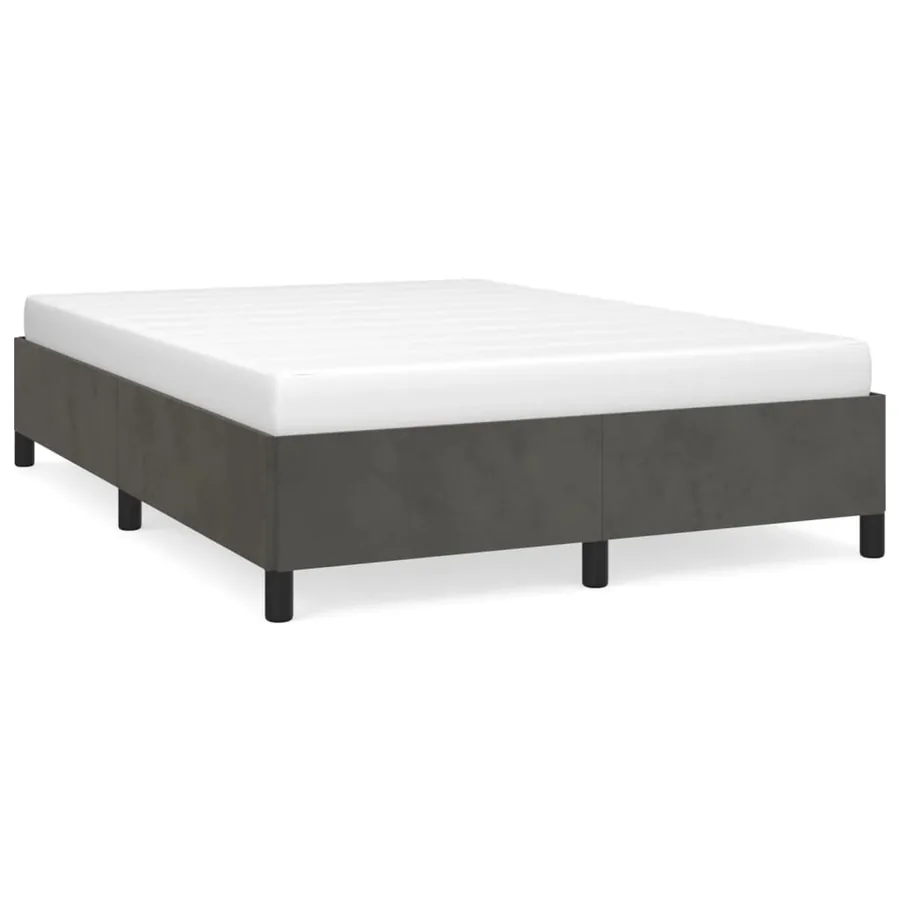 Cadre de lit sans matelas gris foncé 140x190 cm velours - 2