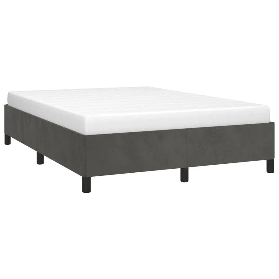 Cadre de lit sans matelas gris foncé 140x190 cm velours - 3