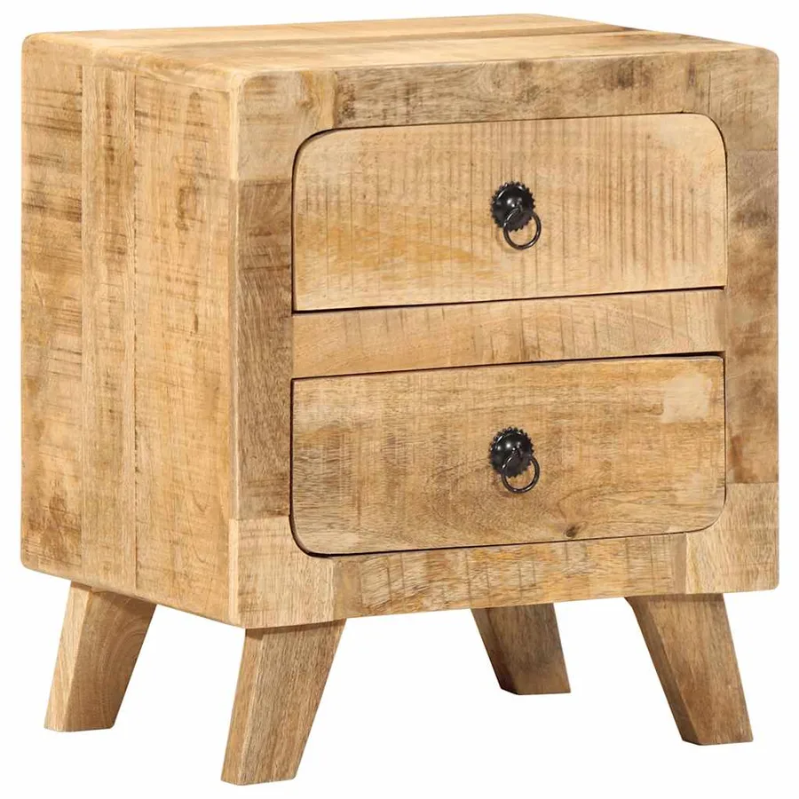 Table de chevet 2 pcs 40x32x46 cm bois massif de manguier brut - 12