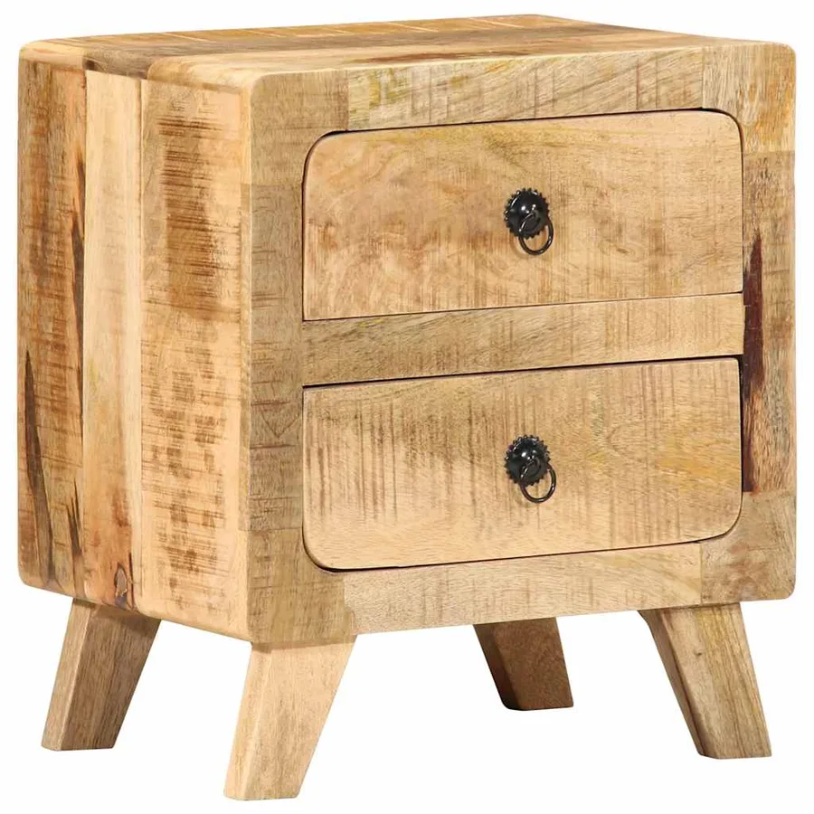 Table de chevet 2 pcs 40x32x46 cm bois massif de manguier brut - 13
