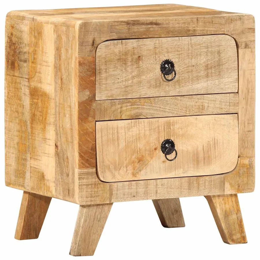 Table de chevet 2 pcs 40x32x46 cm bois massif de manguier brut - 14