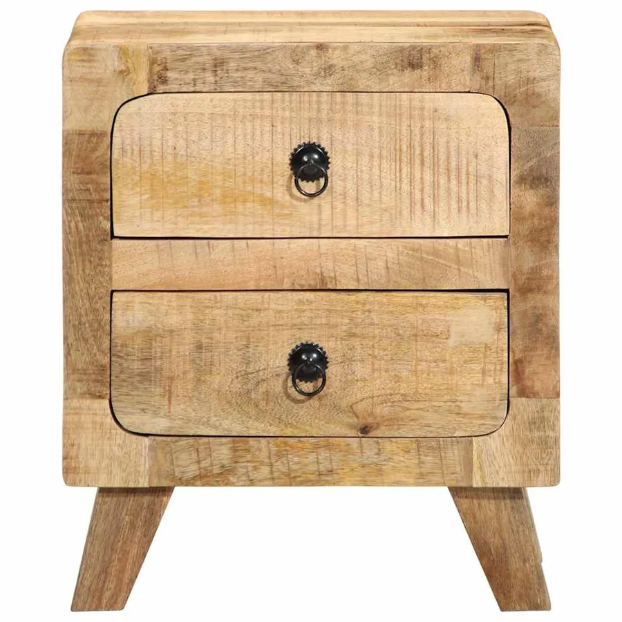 Table de chevet 2 pcs 40x32x46 cm bois massif de manguier brut - 2