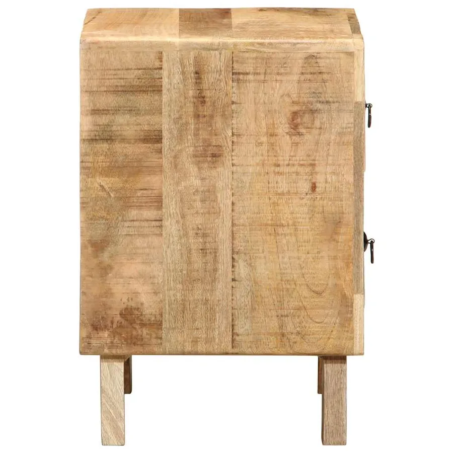 Table de chevet 2 pcs 40x32x46 cm bois massif de manguier brut - 3
