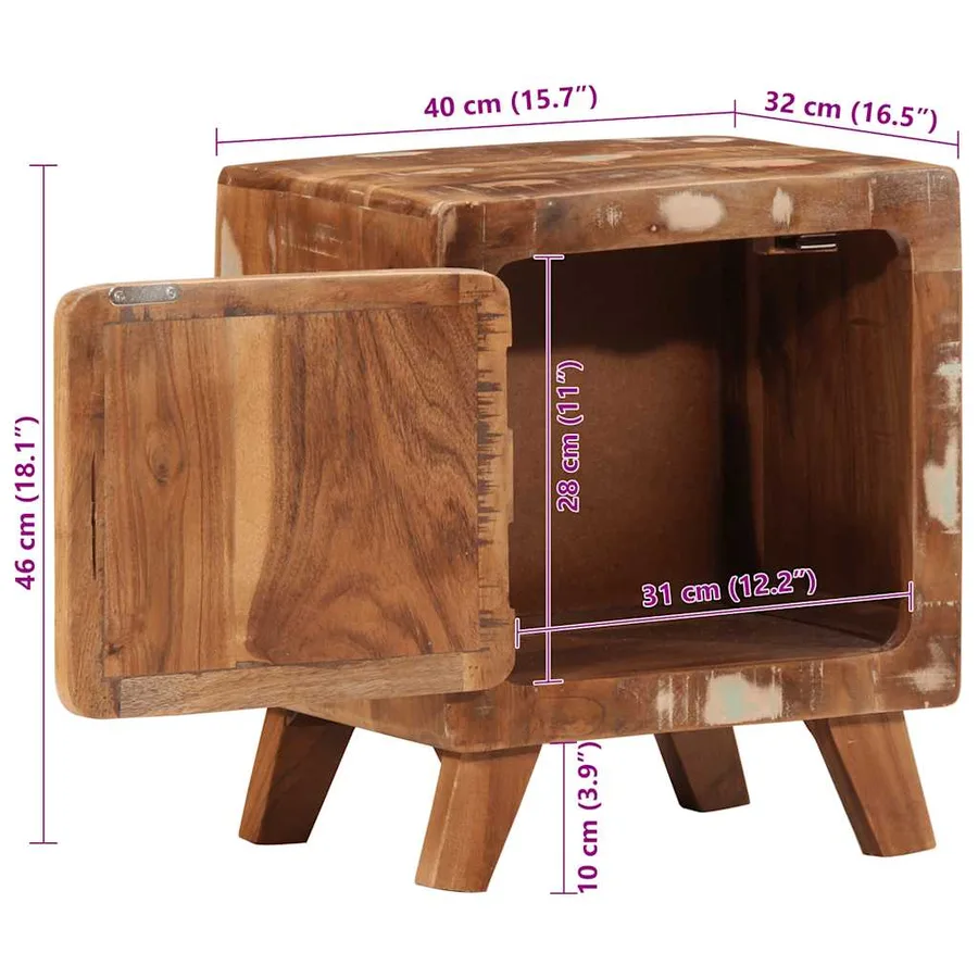 Table de chevet 2 pcs 40x32x46 cm bois massif de récupération - 9