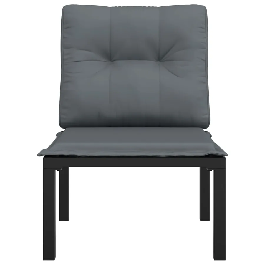 Chaise de jardin avec coussins noir/gris résine tressée - 3