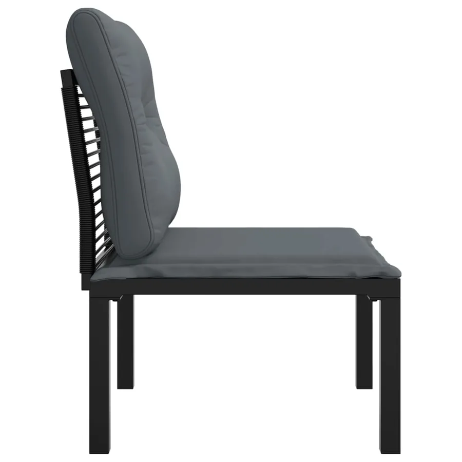Chaise de jardin avec coussins noir/gris résine tressée - 4