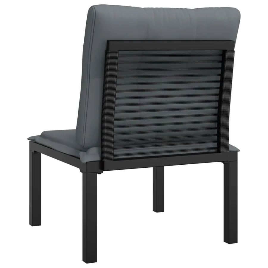 Chaise de jardin avec coussins noir/gris résine tressée - 5