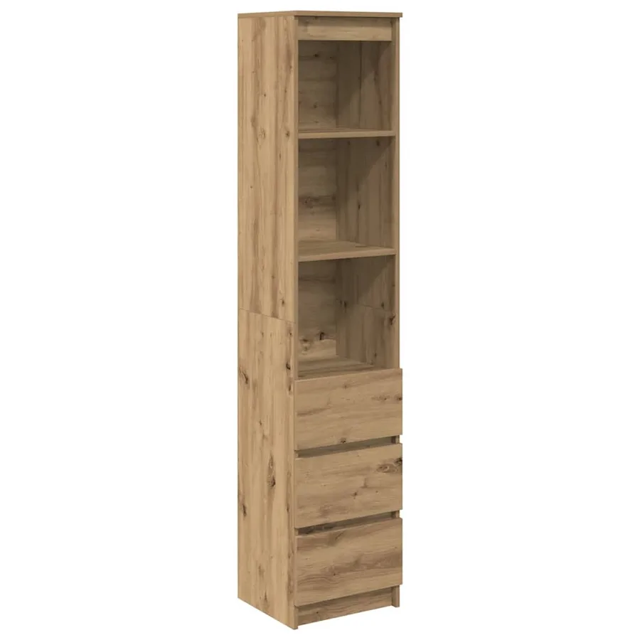 Buffet haut chêne artisanal 37,5x35x180 cm bois d'ingénierie - 2