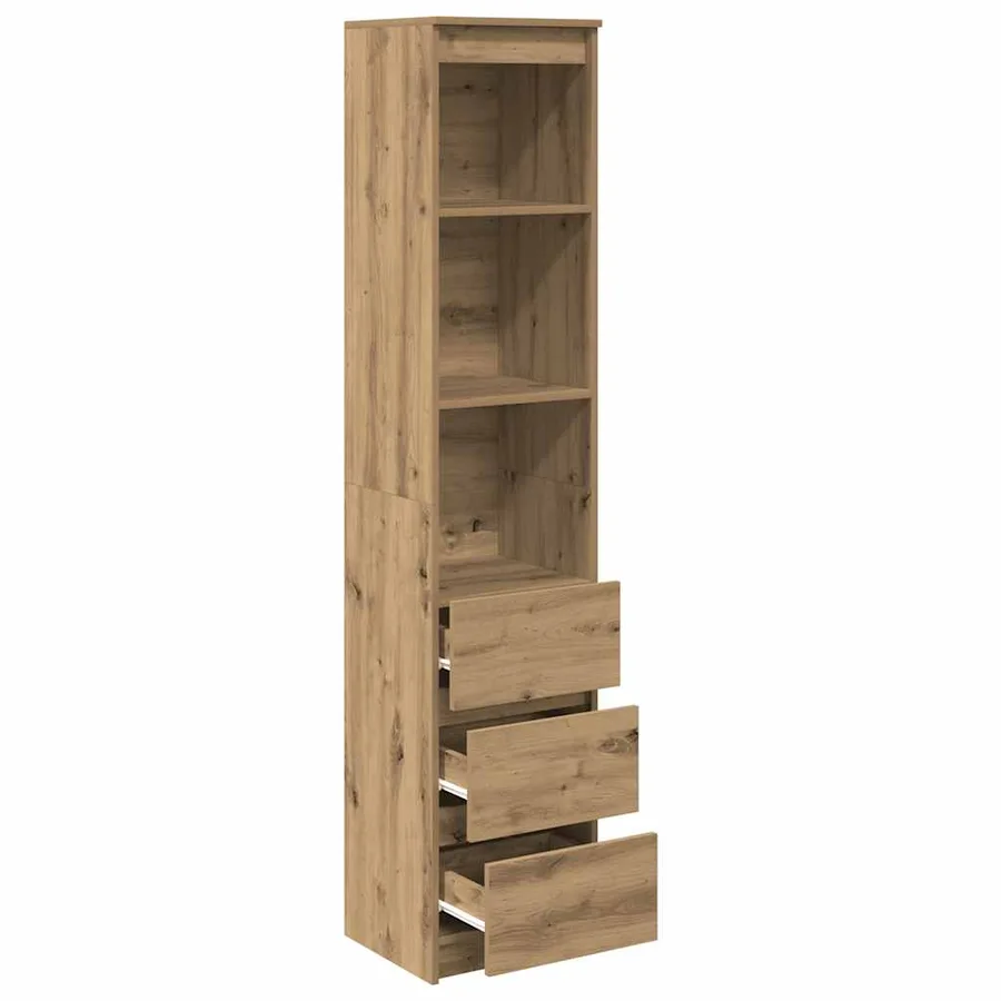 Buffet haut chêne artisanal 37,5x35x180 cm bois d'ingénierie - 5