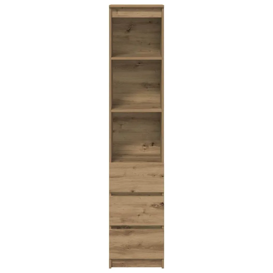 Buffet haut chêne artisanal 37,5x35x180 cm bois d'ingénierie - 6