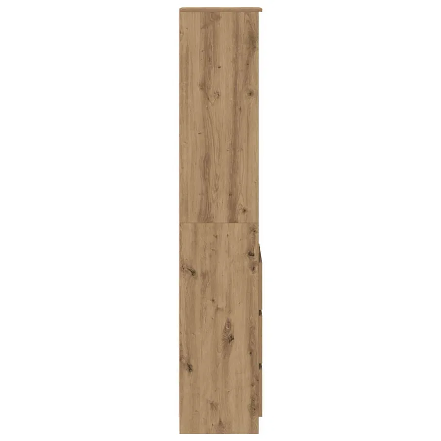 Buffet haut chêne artisanal 37,5x35x180 cm bois d'ingénierie - 7