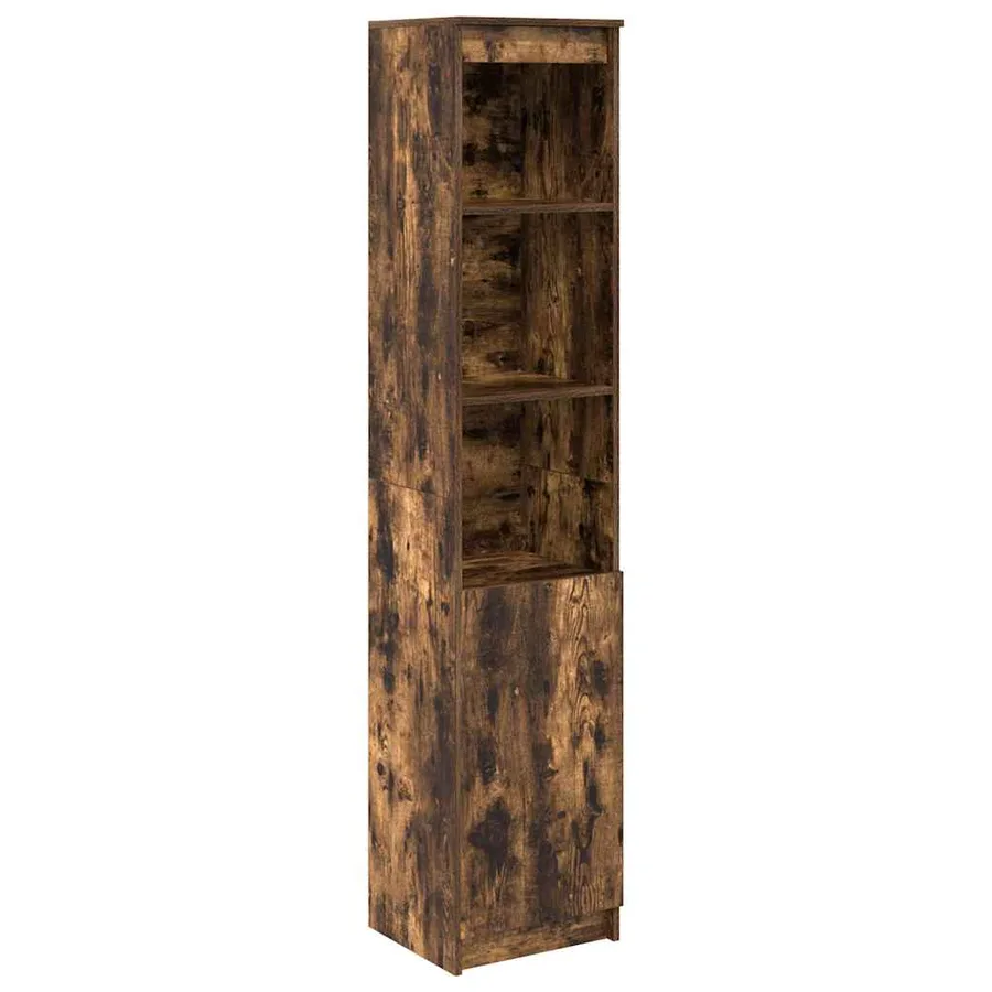 Buffet haut chêne fumé 37,5x35x180 cm bois d'ingénierie - 2