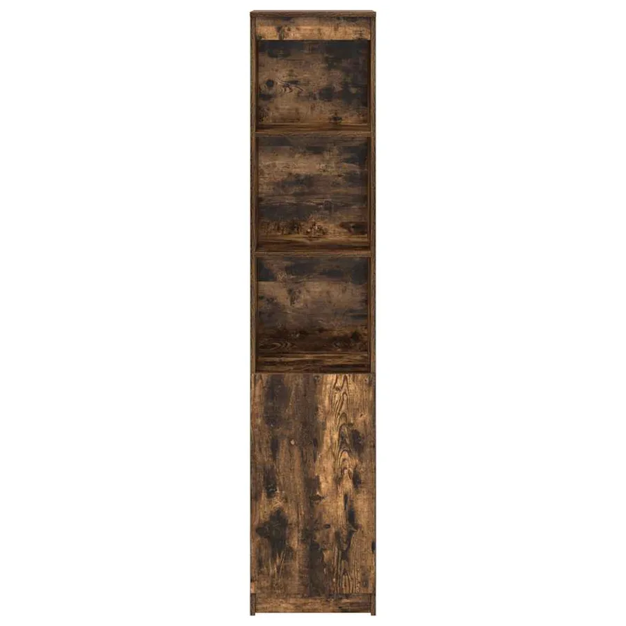 Buffet haut chêne fumé 37,5x35x180 cm bois d'ingénierie - 5