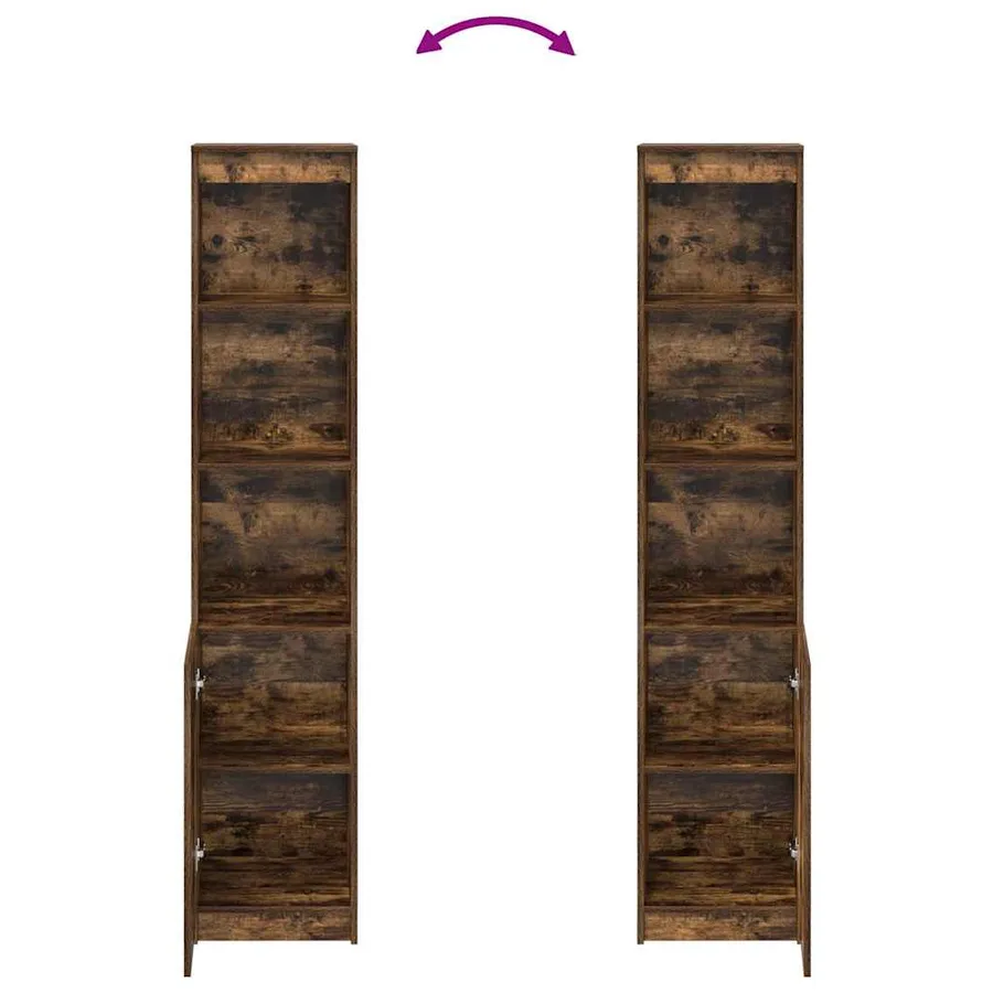 Buffet haut chêne fumé 37,5x35x180 cm bois d'ingénierie - 8