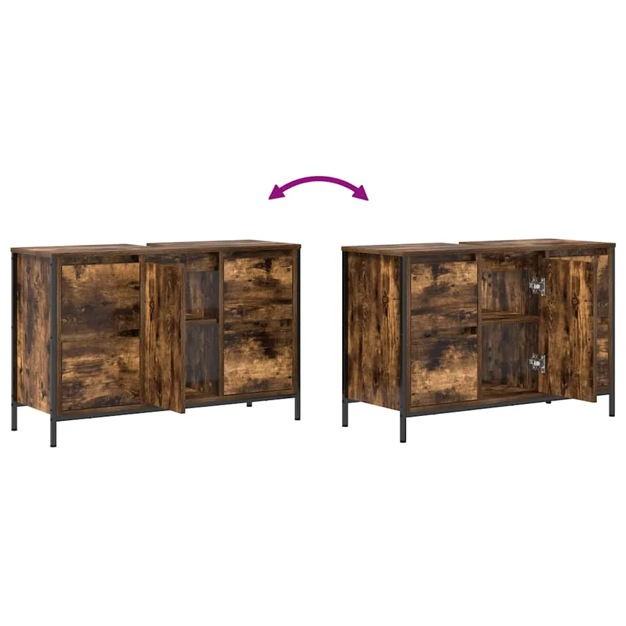 Meuble sous-vasque avec tiroirs chêne fumé 90x34,5x60 cm - 10