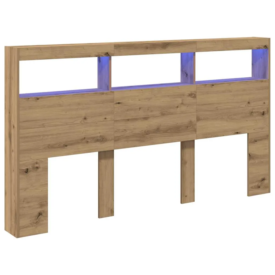 Armoire tête de lit avec LED chêne artisanal 180x17x102 cm - 3