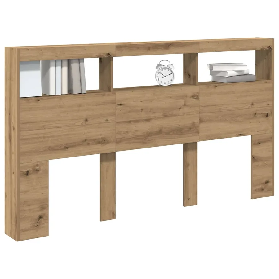 Armoire tête de lit avec LED chêne artisanal 180x17x102 cm - 5