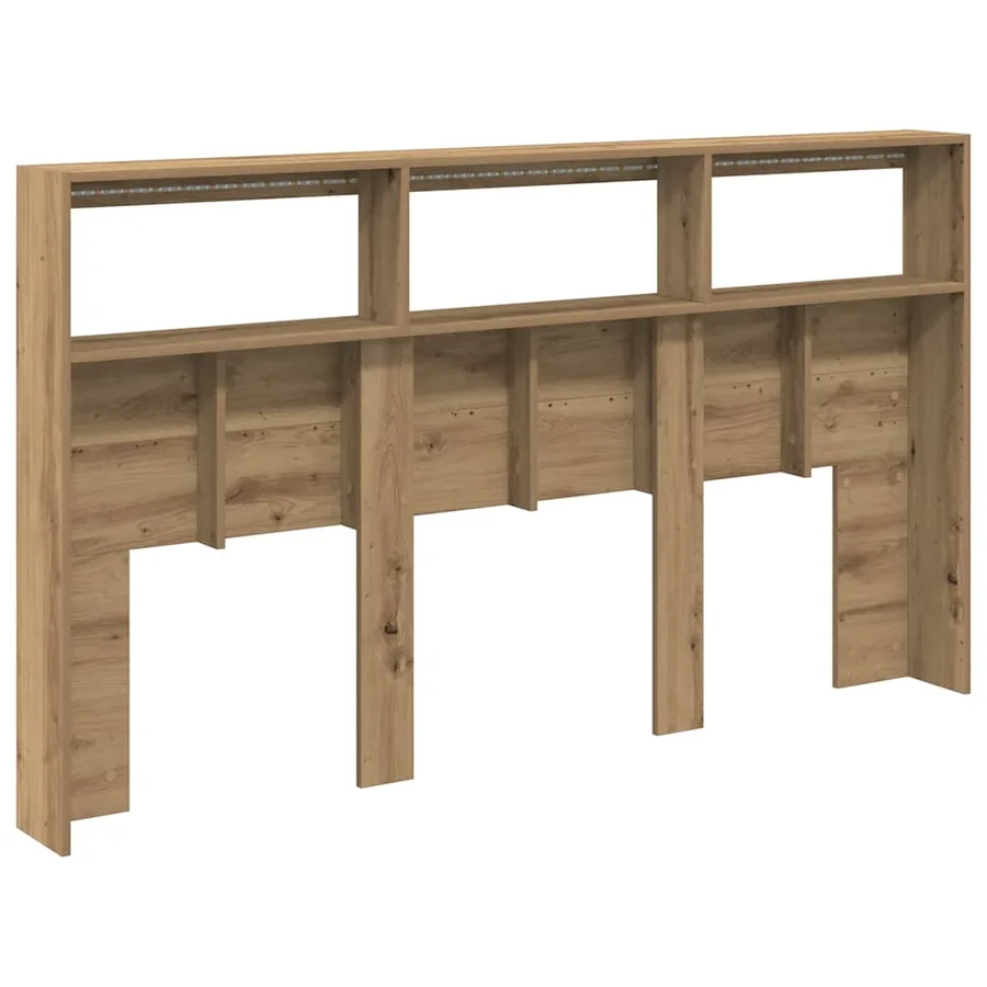 Armoire tête de lit avec LED chêne artisanal 180x17x102 cm - 9