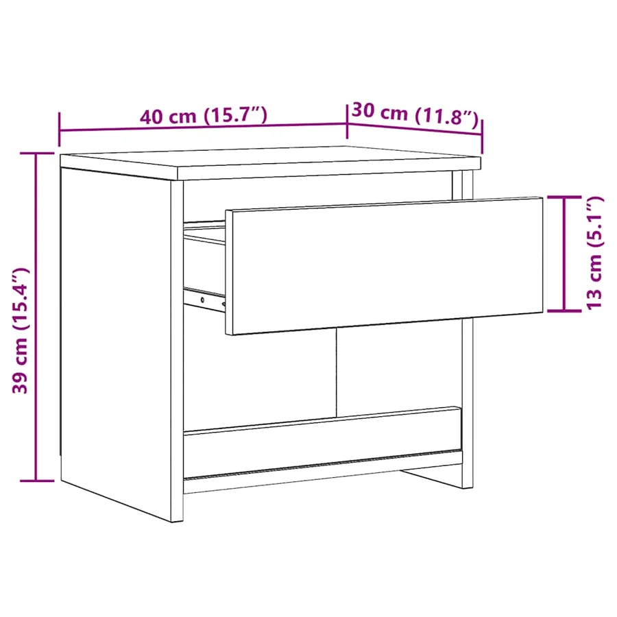 Table de chevet vieux bois 40x30x39 cm bois d'ingénierie - 10