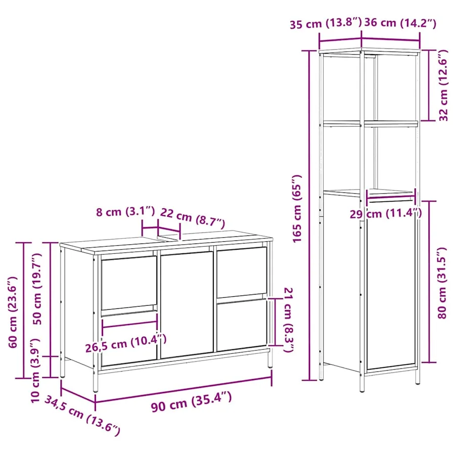 Ensemble de mobilier de salle de bain 2 pcs Chêne noir - 10