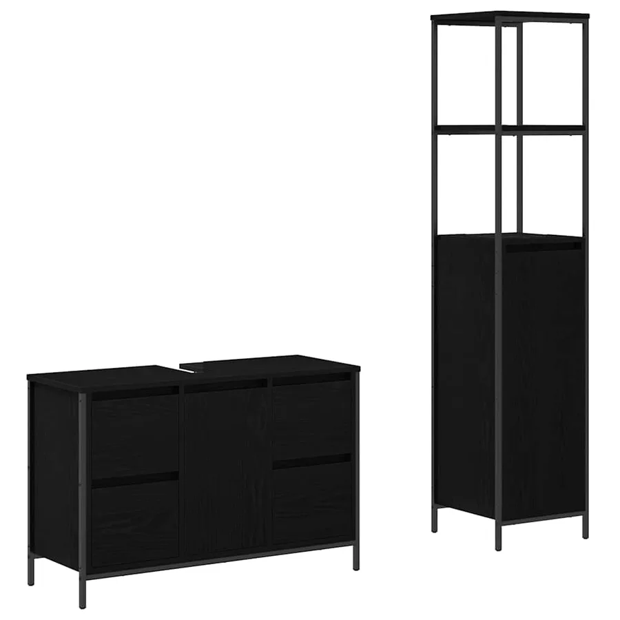 Ensemble de mobilier de salle de bain 2 pcs Chêne noir - 2