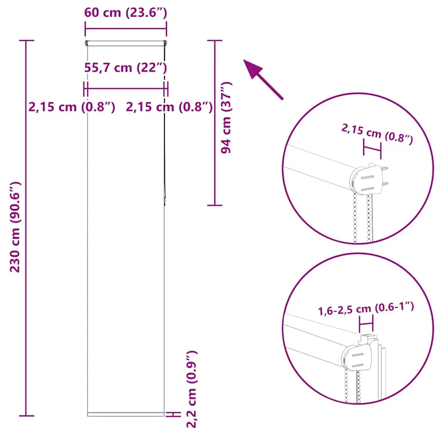 Store enrouleur occultant largeur du tissu 55,7 cm polyester - 18