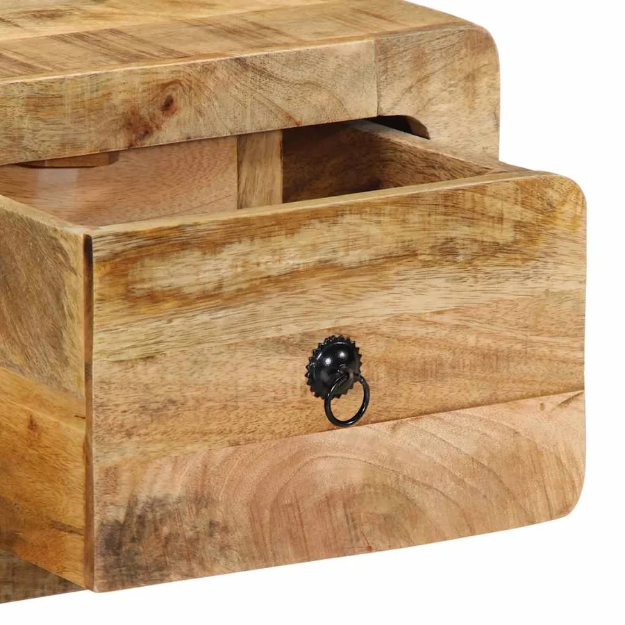 Meuble TV mural 100x32x25 cm bois massif manguier brut - 7